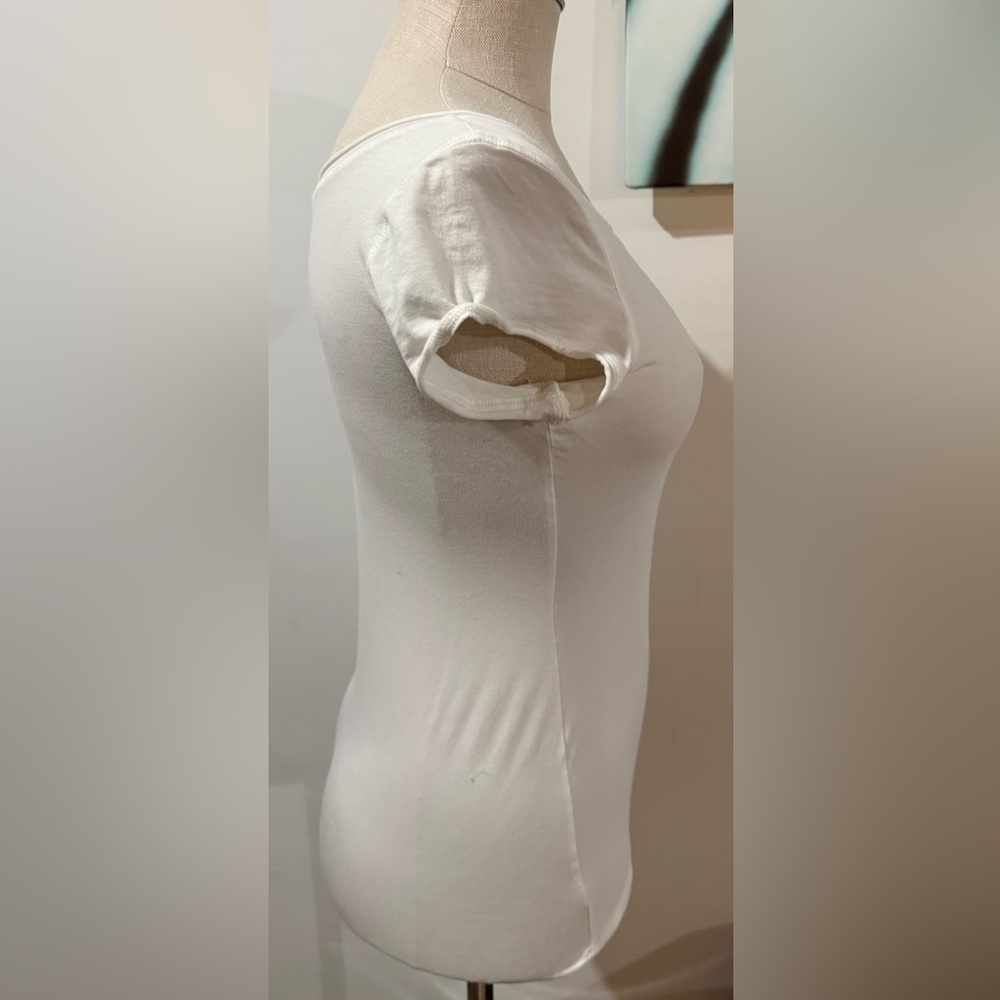 Bebe Women’s White Tee with Gold Accents - Picture 3 of 8